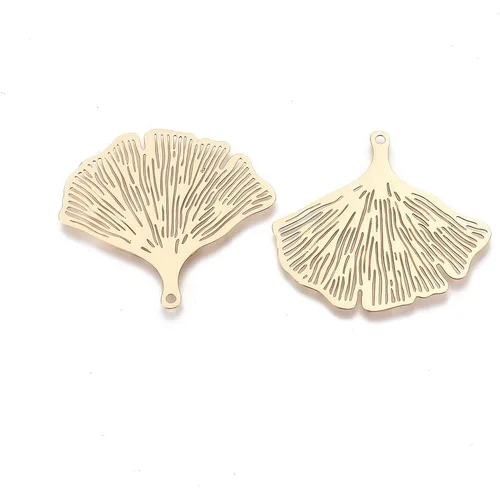 Miniatura 20 de Beadthoven - Colgantes de filigrana dorada clara, adornos de metal grabados, dijes de conector hueco para aretes, collares, accesorios para hacer