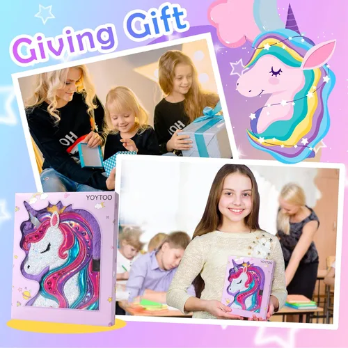Miniatura 3 de Diario de unicornio para niñas con cerradura, juguetes de unicornio de peluche, regalo para niñas adolescentes, cuaderno de escritura de unicornio