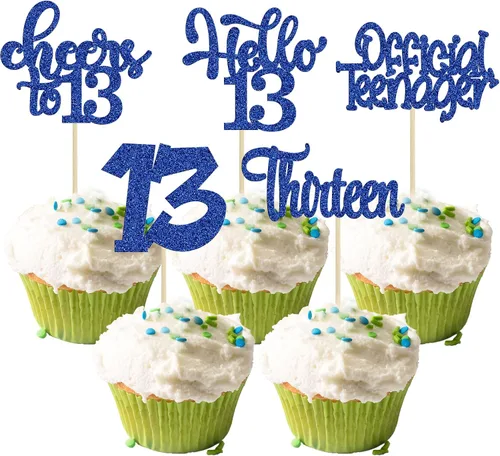 Miniatura 76 de 30 piezas Adornos para pastel de cumpleaños de 6 años, seis brillos, hola 6, púas para cupcakes, felicitaciones a los 6 años, decoraciones