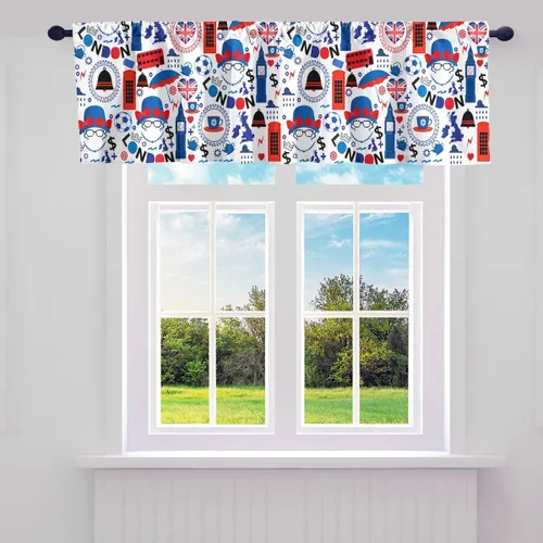 Erosebridal Cortinas para ventana de cabina de teléfono, cortinas de cenefa Londres Big Ben, cenefas opacas con temática británica, cenefa HePattern