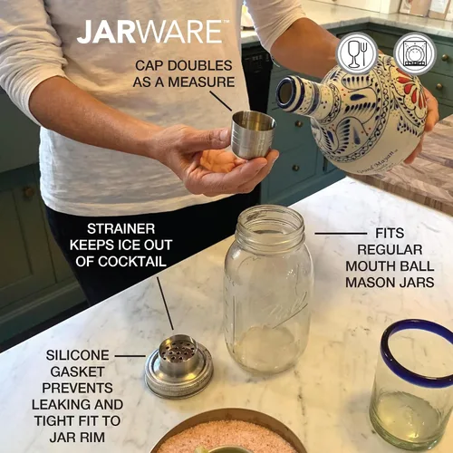 Miniatura 8 de Jarware Mason Jar - Tapa para coctelera de boca regular, acero inoxidable