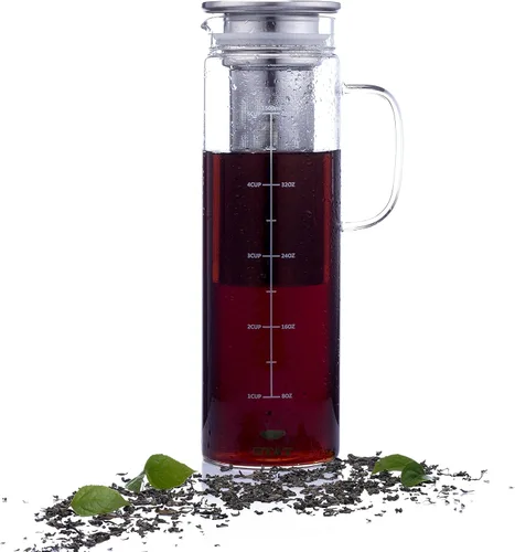 Miniatura 8 de BTAT - Cafetera fría de 1.5 cuartos de galón, cafetera helada de 48 onzas, cafetera helada, jarra hermética de preparación fría, accesorios de café