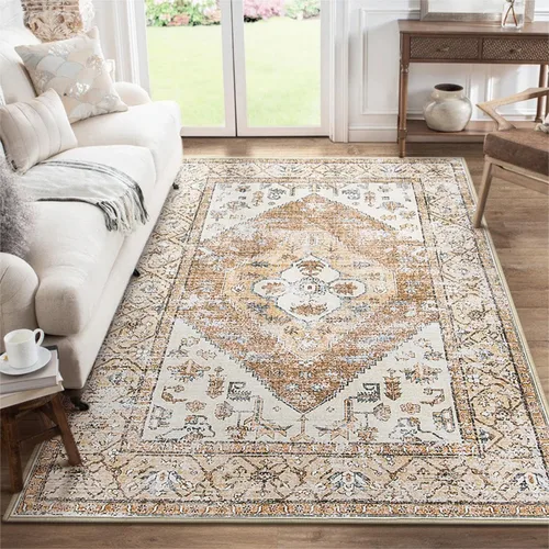 Miniatura 9 de Lahome - Tapete con diseño bohemio, pequeño, antideslizante, lavable, ultradelgado, con estampado oriental desgastado, para entrada, cocina