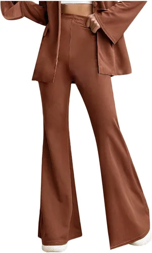 Flare Leg Casual Pants for Women Fashion High Waist Bell Pant Solid Stretch Yoga Workout Leggings Sports Trousers