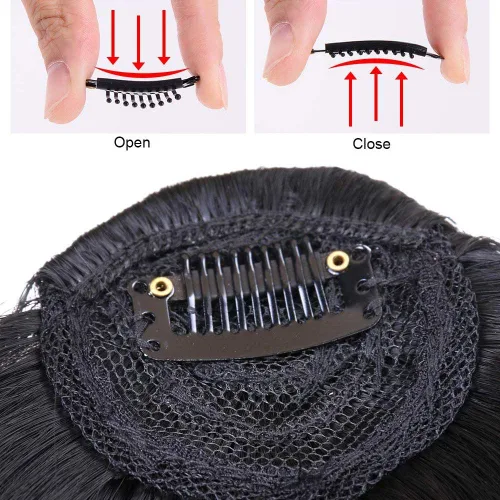 Miniatura 5 de Flequillo con clip para el cabello con clip, extensiones de cabello para mujer, flequillo plano y ordenado, extensión de cabello para uso diario