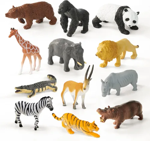 Miniatura 11 de RECUR Figuras de animales de gatos y perros, figura en miniatura para tartas, 100% pintada a mano, mini figura de mascotas para niños, 12