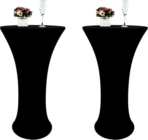 Miniatura 18 de Mantel de Mesa de Cóctel de Spandex Negro de 24x43 Pulgadas Ajustado Mesa de Bar Redonda Elástico Cubiertas de Mesa de Cóctel Highboy para Banquete