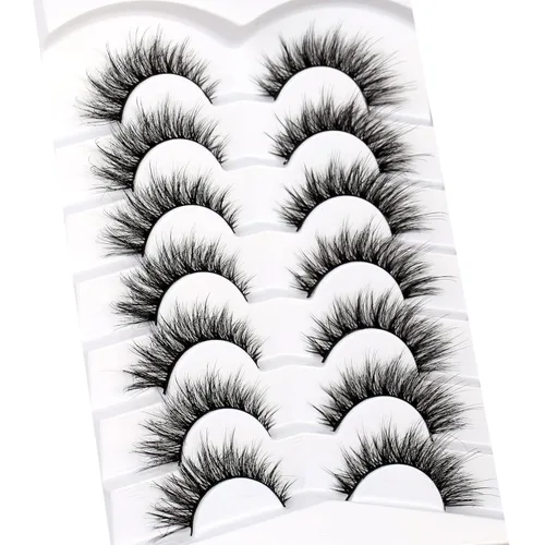 Miniatura 773 de Pooplunch - Pestañas postizas finas de visón sintético, estilo ojo de gato, naturales, cruzadas, tipo racimo, efecto 8D de volumen, tiras