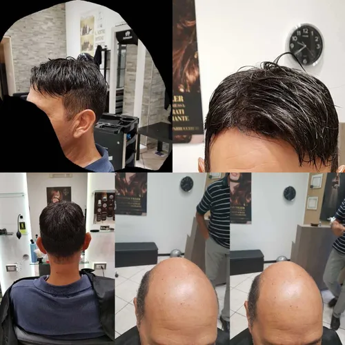 Miniatura 3 de Toupee negro para hombres sistema de cabello humano 1B PU piel postizos inyección (9 * 7 pulgadas)