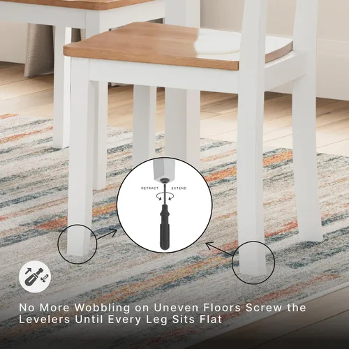 Miniatura 6 de Signature Design by Ashley Gesthaven - Juego de mesa de comedor moderno e informal con 4 sillas y banco, juego de 6, madera de mango, altura de mesa