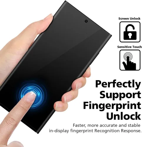 Miniatura 4 de Paquete de 2 protectores de pantalla de privacidad para Galaxy S22 Ultra, protector de pantalla híbrido EPU PET antiespía, compatible con huellas
