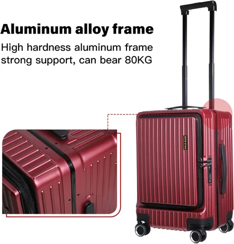 Miniatura 5 de S Unite Star 20 Inch Carry On Luggage with Front Laptop Pocket, Lightweight Hardshell ABS+PC+Aluminum Frame Suitcase with TSA Lock, 360 Spinner