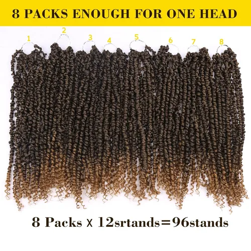 Miniatura 3 de Pelo de Passion Twist – Cabello de ganchillo de 18 pulgadas para mujer, 8 paquetes de cabello rizado pretrenzado de ganchillo Passion Twists T27.