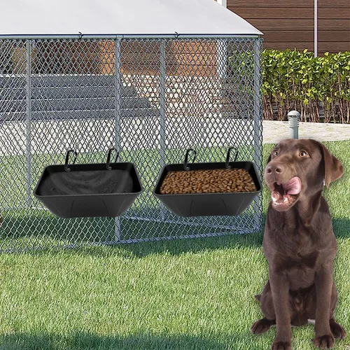 Miniatura 6 de Alimentador de valla colgante para pollo, pato, cabra, cerdo y aves de corral, comedero para pollo, contenedor de alimentación para ganado (negro)