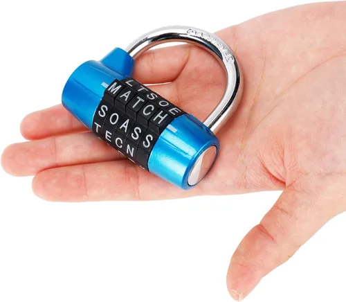 Miniatura 4 de Candado de bloqueo para gimnasio, 5 letras de aleación resistente, candado de seguridad resistente, fácil de configurar tu propio combo reiniciable