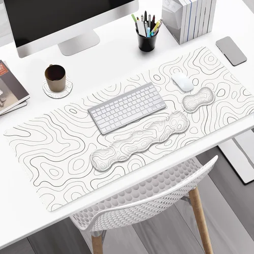 Miniatura 8 de Alfombrilla de mouse para juegos con soporte para muñeca de teclado, 4 en 1, alfombrilla de mouse con reposabrazos para teclado, alfombrilla