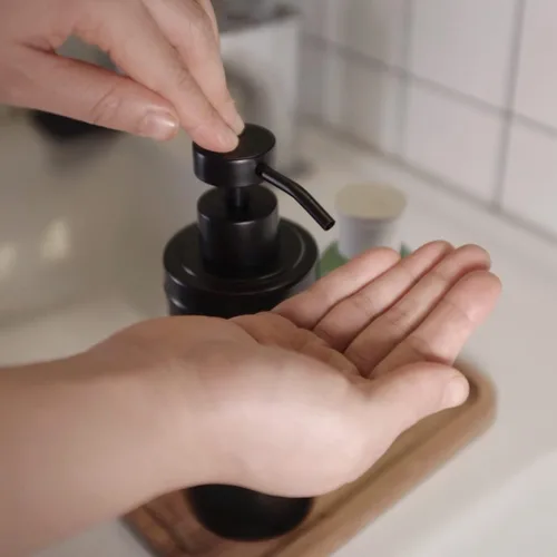 Miniatura 5 de Dispensador de jabón de acero inoxidable para baño, diseño plano negro mate, bomba de metal, dispensador de jabón líquido de manos a prueba de óxido