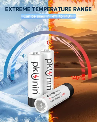 Miniatura 7 de PKUNIN Paquete de 12 pilas alcalinas AA de 1.5 V doble A de larga duración LR6 pilas alcalinas AA para dispositivos domésticos y de oficina, 10 años