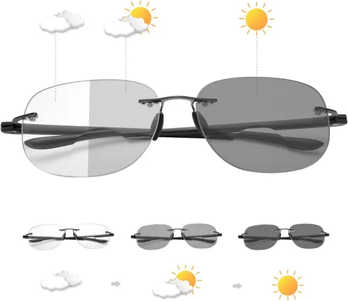 YIMI Lentes de lectura bifocales fotocromáticos para hombres y mujeres, lectores de sol UV, para computadora, anti luz azul, lejos y cerca de doble