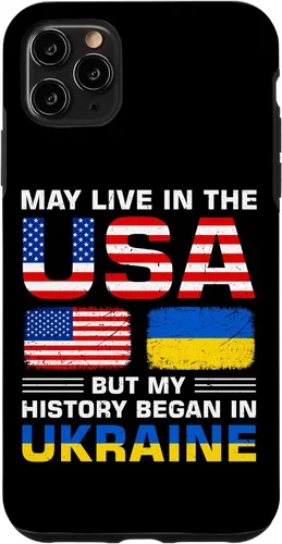 Miniatura 13 de Funda para iPhone 13 Pro Max con la bandera de Ucrania y la bandera de Estados Unidos con raíces ucranianas