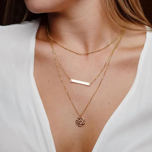 Miniatura 4 de Ava Riley Collar para mujer, gargantilla delicada chapada en oro de 14 quilates, collares de plata en capas para mujer, joyería de playa de moda