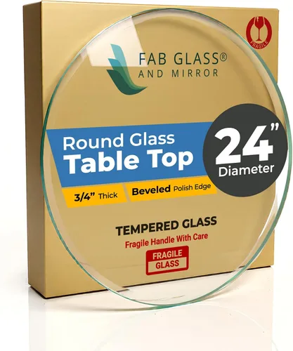 Miniatura 17 de Fab Glass - Mesa redonda de cristal de 48 in, grosor de 3/4 in, cristal pulido plano templado, Vidrio, Transparente