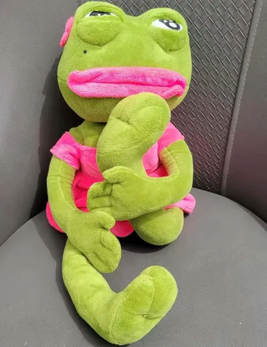 Miniatura 3 de Juguete de peluche de rana mágica y emotiva muñeca meme de rana, cristal de 17.7 pulgadas, ultra suave, lindo regalo para el hogar, juguete