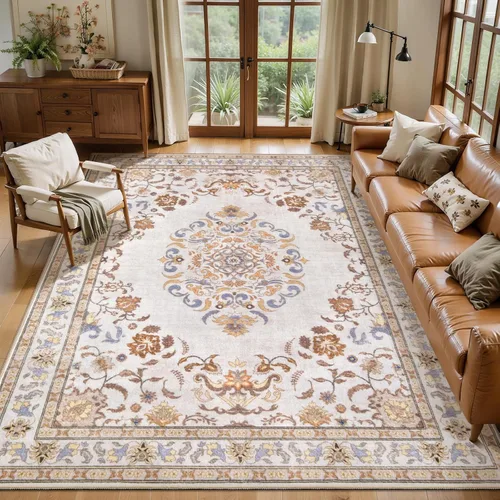 Miniatura 188 de Tangsoo Alfombra lavable para pasillo, antideslizante, 2 x 6 pies, estilo bohemio, floral, vintage, para entrada, suelo suave, para cocina, baño