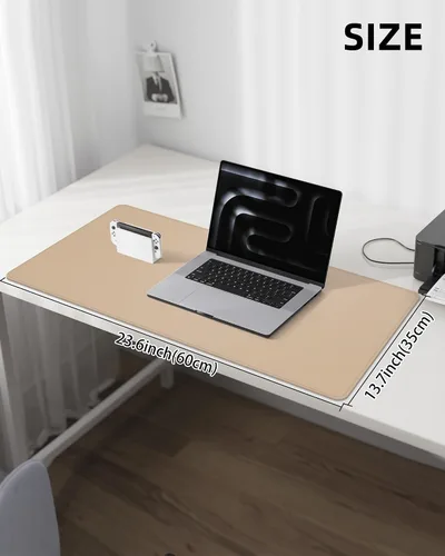 Miniatura 5 de Tapete protector para escritorio y mouse, antideslizante, de piel sintética, tapete impermeable de escritura para laptop, para oficina y hogar