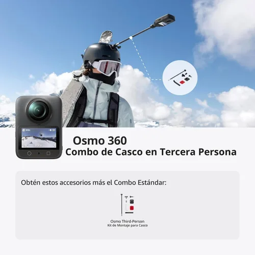 Miniatura 9 de DJI Osmo 360 Combo de Casco de Tercera Persona, Cámara 360 con Imágenes de 1 Pulgada a 360°, Video 360° Nativo 8K, Video Boost de 4K/120fps y 170°