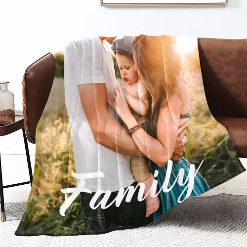 Miniatura 5 de Manta personalizada con foto y texto, regalos para familiares, papá, mamá, niño, bebé, amigo, manta personalizada con imagen para cumpleaños, 1 Foto