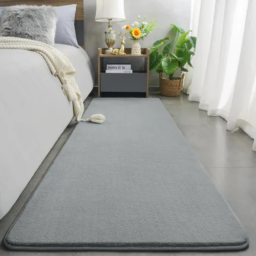 Miniatura 2 de Amearea Alfombra Moderna Suave para Pasillo, 2x6 Pies Alfombra Lavable para Pasillo, Alfombra Esponjosa Gris para Dormitorio junto a la Cama
