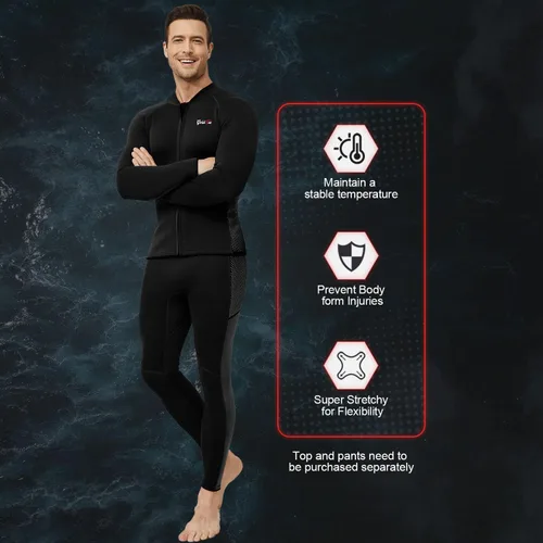 Miniatura 3 de GoldFin Pantalones de neopreno para hombre, 0.079 pulgadas, de neopreno, pantalones de meter, para deportes acuáticos, buceo, surf, natación, Negro