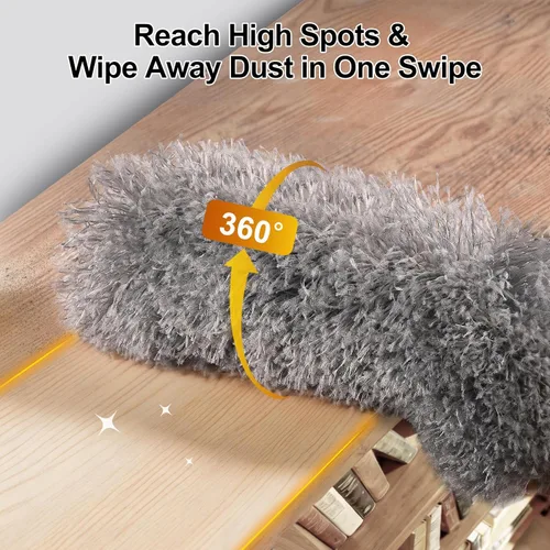 Miniatura 3 de Tiumso Kit de plumero de microfibra 5 en 1, plumeros para limpieza, plumero con poste de extensión de 100 pulgadas, plumero de telaraña, plumeros