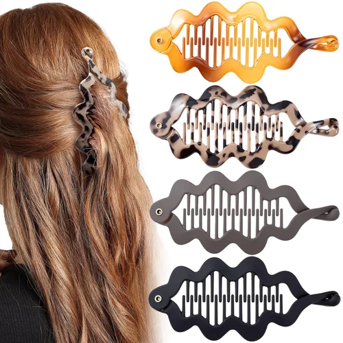 4 pinzas pequeñas de plátano para cabello fino, pinzas de plátano para cabello Wowen, pasadores de garra, accesorios para el cabello grueso y fino