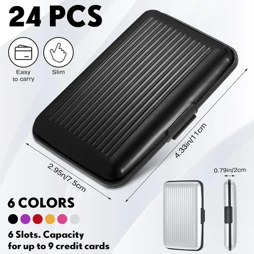 Miniatura 2 de Cartera de aluminio para tarjetas de crédito, 24 unidades, delgada, mini bloqueo RFID, protector de tarjetas de crédito, funda rígida para tarjetas