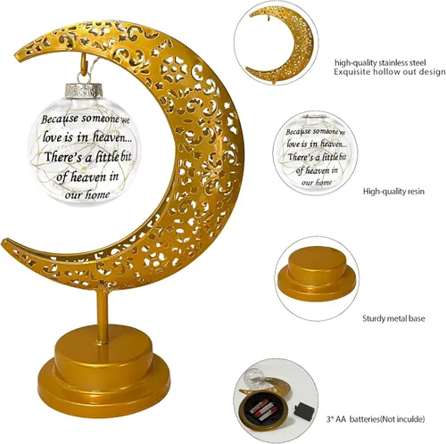 Miniatura 4 de Linterna de simpatía - Recuerdo de luna por la pérdida de un ser querido; regalo de duelo en honor a la madre, padre - Condolencias funerarias