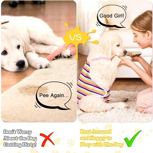 Miniatura 3 de Nuanchu 3 piezas de pañales sanitarios para perras hembras con tirantes ajustables, pañales lavables y reutilizables para perros pequeños, medianos