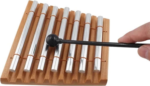 Miniatura 4 de Timbre de mano de 7 tonos, campana de meditación de madera, instrumento de percusión con mazo negro para gestión de aula de profesores, yoga