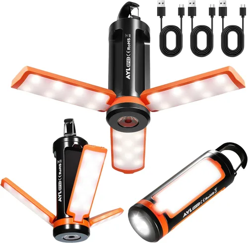 AYL - Linterna portátil recargable LED para campamento, lámpara ligera recargable por USB, linterna LED, equipo de supervivencia para el hogar, luz