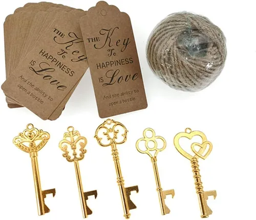 Miniatura 2 de ALIMITOPIA 50 piezas de abrebotellas con llave de esqueleto, despedida de soltera, boda, fiesta, recuerdo, regalo con etiqueta de acompañante