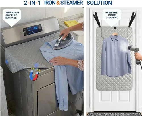 Miniatura 2 de Alfombrilla de planchado premium resistente al calor, descanso de plancha de silicona, antideslizante, magnética, portátil, almohadilla de planchado