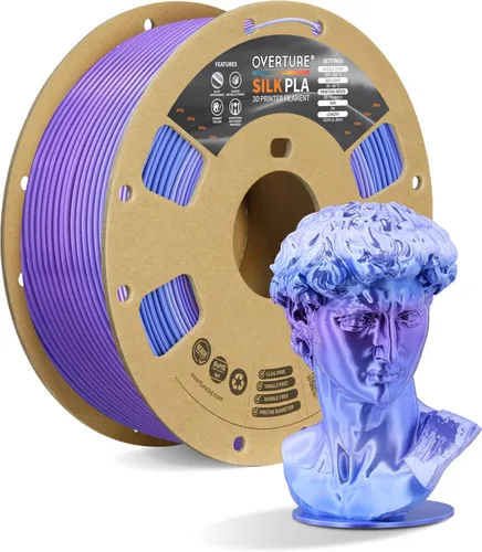 Miniatura 21 de OVERTURE - Paquete de filamento de seda PLA, sin obstrucciones, brillante, filamento metálico brillante para impresora 3D, carrete de 1 kg * 4