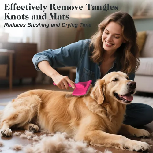 Miniatura 2 de 2 cepillos deslizantes para perros y peines de mascotas, cepillo profesional de aseo para perros (Goldendoodles, caniches, labradoodles) con Rosa