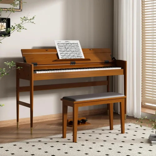 Piano digital de acción martillo con peso de 88 teclas, chip de fuente de sonido francés 5704, marco de madera maciza, piano eléctrico de tamaño