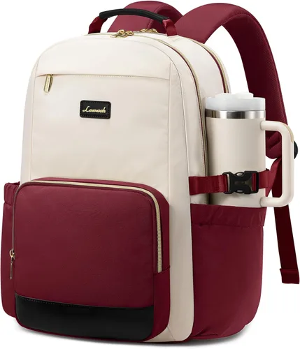 Miniatura 22 de LOVEVOOK Mochila para laptop para mujer con bolsillo para taza de gran capacidad, bolsa de computadora portátil de 15.6 pulgadas, mochila de viaje