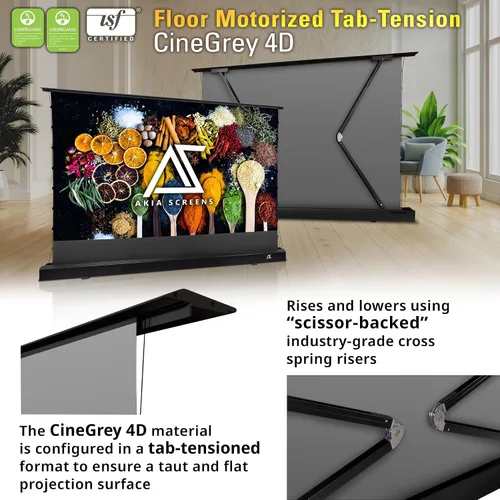 Miniatura 6 de Akia Screens AK-FMT101UH2-C4D-X - Pantalla de proyector de suelo de 101 pulgadas motorizada con control remoto, pantalla de proyector ALR que