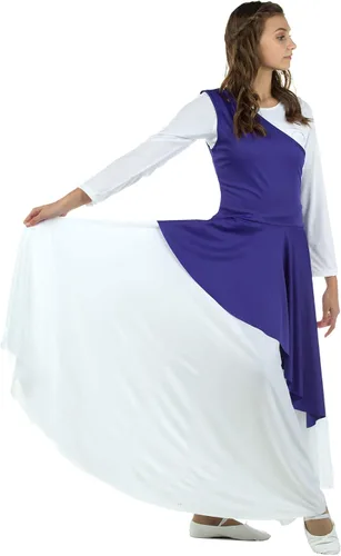 Miniatura 2 de Danzcue Túnica asimétrica de baile de alabanza para mujer, vestido blanco no incluido