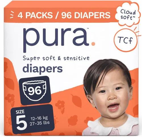 Miniatura 30 de Pura Pañales ecológicos talla 7 (33+libras) hipoalergénicos, TCF, algodón orgánico suave, sostenible, hasta 12 horas de protección contra fugas