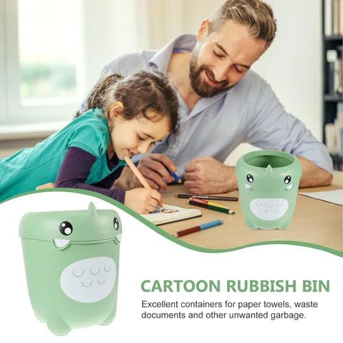 Miniatura 3 de Beavorty Cubo de basura para niños, de 11.02 x 9.64 x 9.64 pulgadas, de plástico, con dibujos animados, dinosaurios, sin tapa, para dormitorio